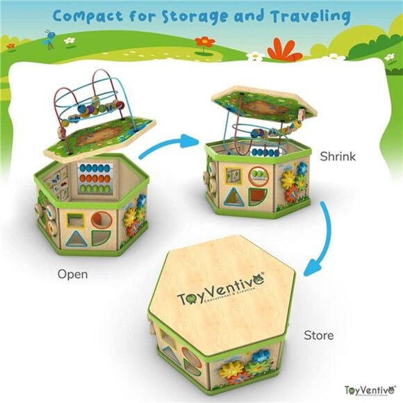 Wooden Kids Baby Activity Cube - Educational Learning Montessori Toddler Toys - Picture 6 of 6